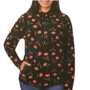 Womens O'Neill Black and Pink Floral Hoodie Cozy Fleece